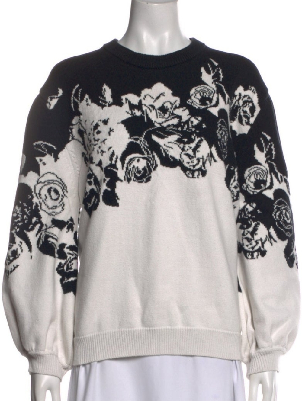 Adam Lippes Sweater Black And White Roses